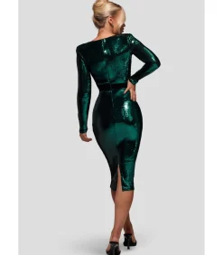 Midi-jurk “Liquid Sequin Midi With Corsage”