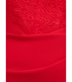 Midi-jurk “One Shoulder Organza Fan Detail Lace Bodice Midi Dress”