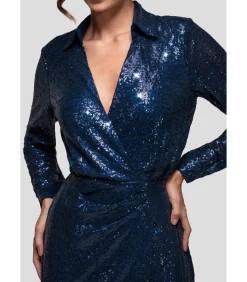 Midi-jurk “Sequin Front Split Shirt Dress”