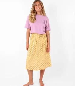 Midi-vloeiende en bedrukte rok RAVINA