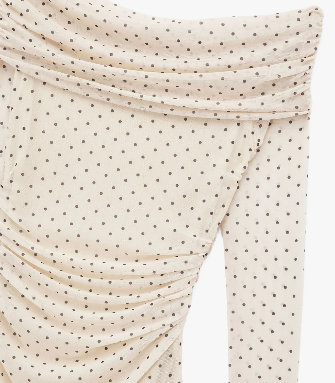 Mini-jurk Met Lange Mouwen Polkadot Off-shoulder