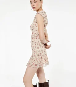 Mini-jurk Mouwloos Asymmetrisch Bloemenpatroon