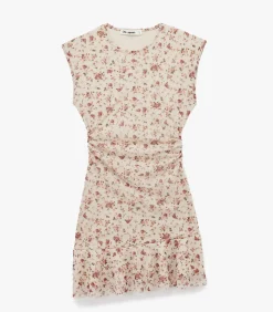 Mini-jurk Mouwloos Asymmetrisch Bloemenpatroon