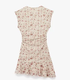 Mini-jurk Mouwloos Asymmetrisch Bloemenpatroon