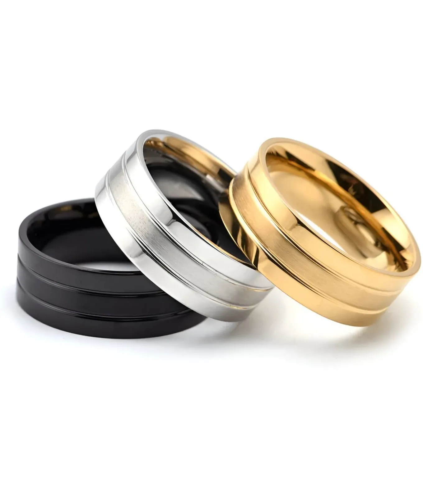 Minimalistische Heren Ring met Dubbele Streep - Staal