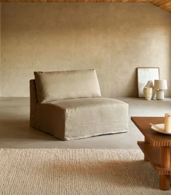 Modulaire loungestoel Nils in natuurlijk linnen, 1-zit