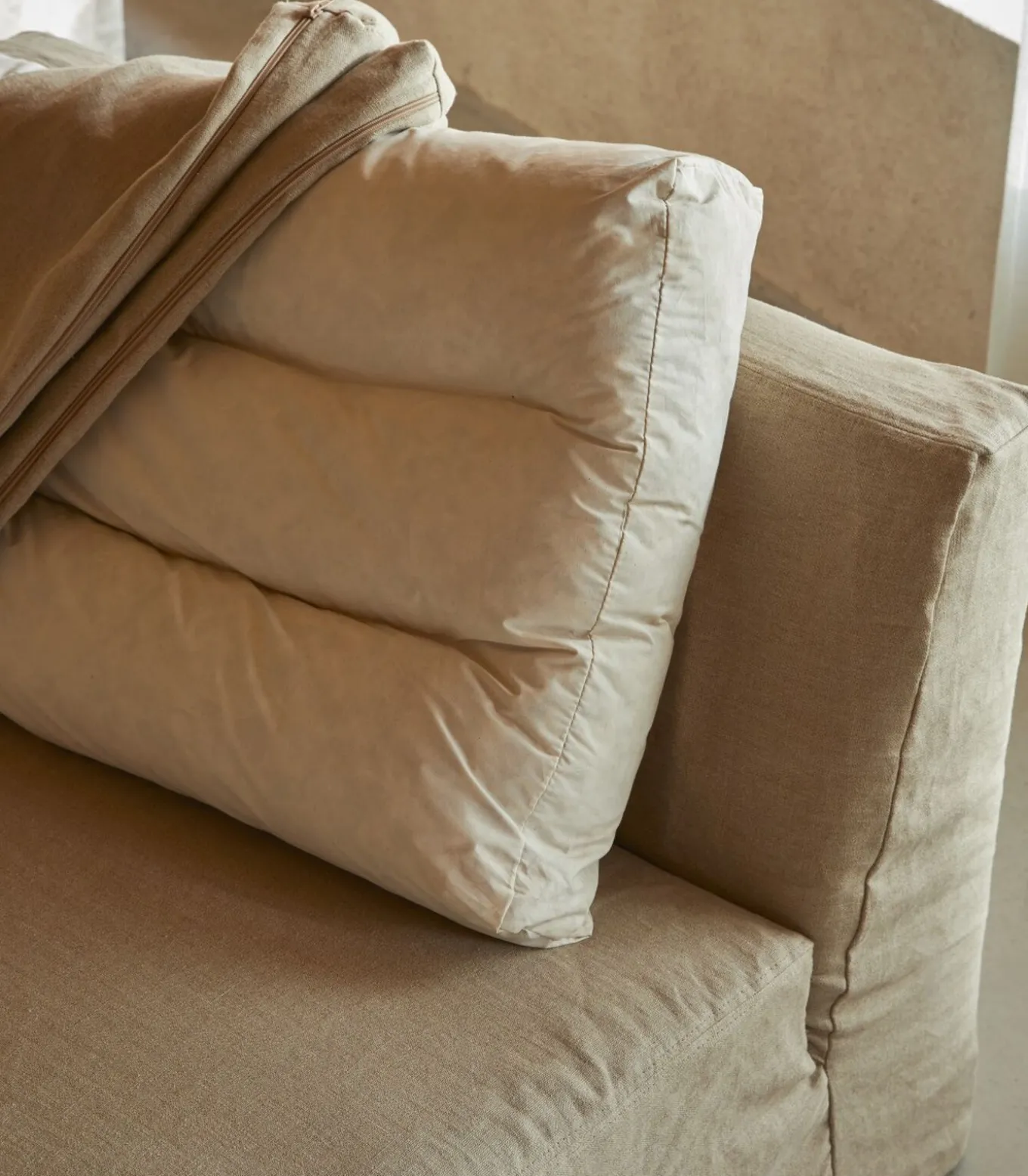 Modulaire loungestoel Nils in natuurlijk linnen, 1-zit