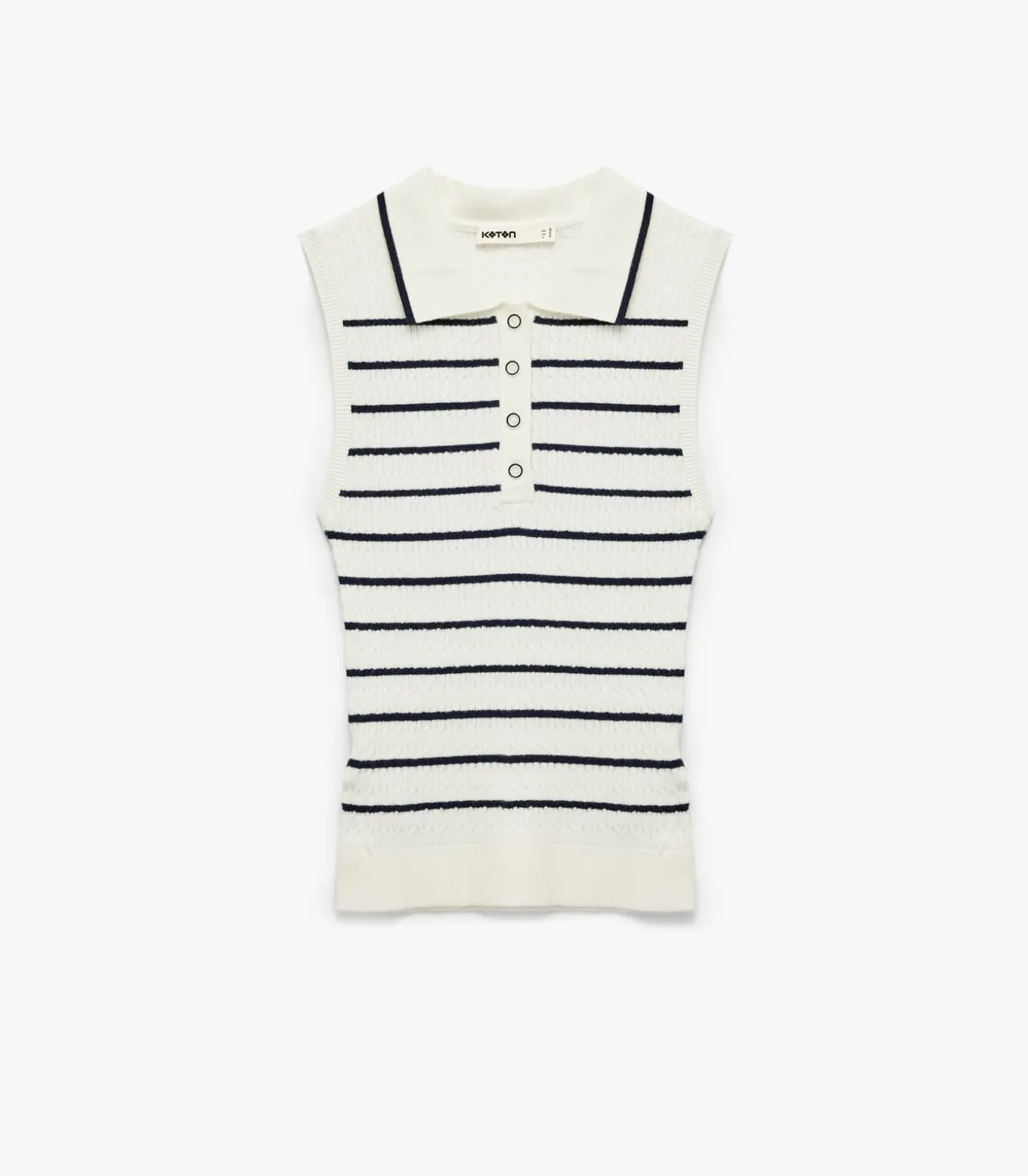Mouwloze Polo Trui met Strepen en Knoopsluiting