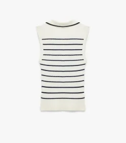Mouwloze Polo Trui met Strepen en Knoopsluiting