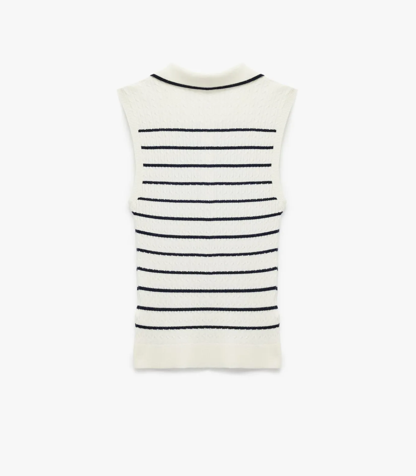 Mouwloze Polo Trui met Strepen en Knoopsluiting