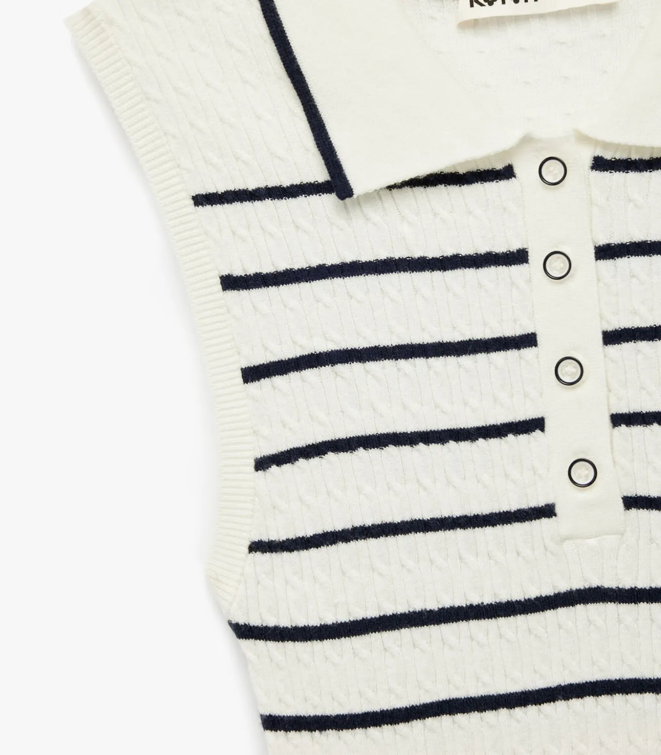 Mouwloze Polo Trui met Strepen en Knoopsluiting