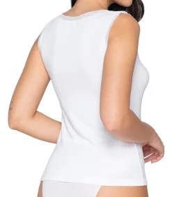 Mouwloze V-hals top Cotton Touch