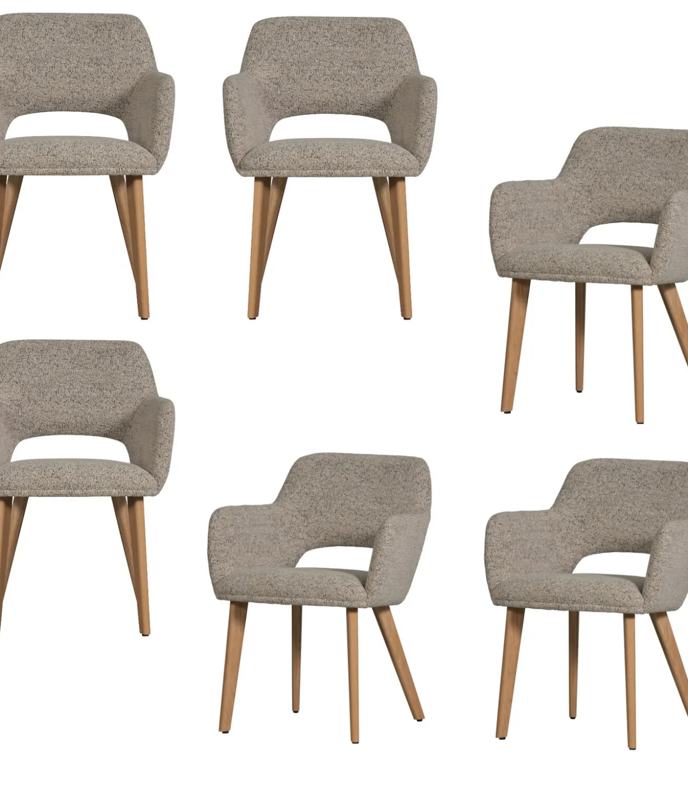 Murat Eetkamerstoelen Houten Naturel Poot - Naturel - Set van 6