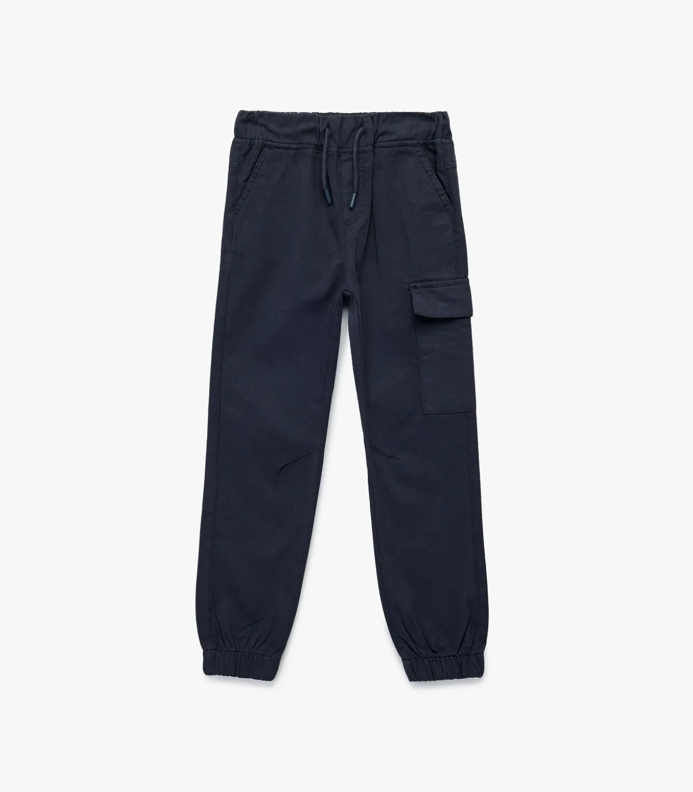 Navy Jongens Katoenen Cargo Broek Met Trekkoord