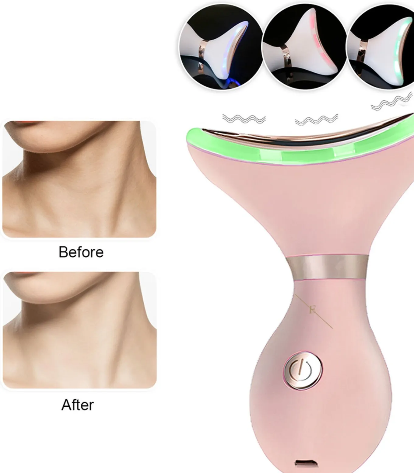 Neck & Jawline Definer LED anti-aging systeem - (roze kleur)