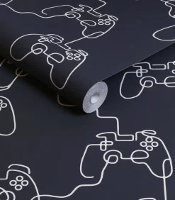 Next - Vliesbehang - Gamer Doodle Navy - 1000x52