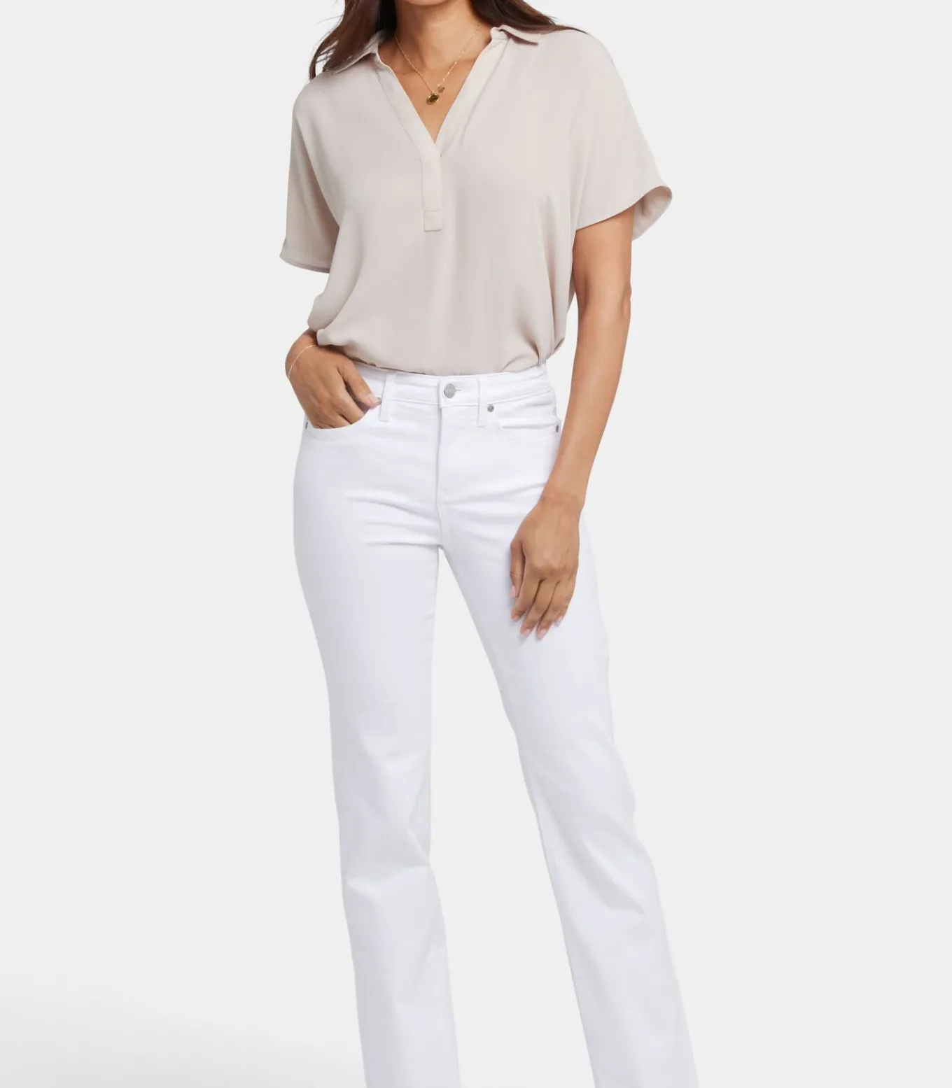 No Gapper™ Marilyn Straight Jeans in Petite in Sure Stretch® Denim met Gestreepte Stretch