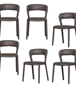 Noble Eetkamerstoelen - Leerlook - Zwart/Grijs - Set van 6