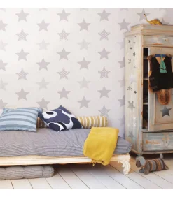 Noordwand Behang Kids @ Home Superstar zilverkleurig en wit