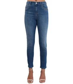 OMAN - BLAUWE SLIM JEANS MET ZAKJE MET STUDS
