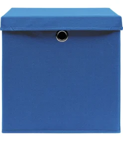 Opbergboxen met deksel 4 st 32x32x32 cm stof blauw