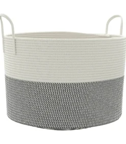 Opbergmand Ø 51x33 cm katoen grijs en wit