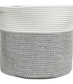 Opbergmand Ø 40x35 cm katoen grijs en wit