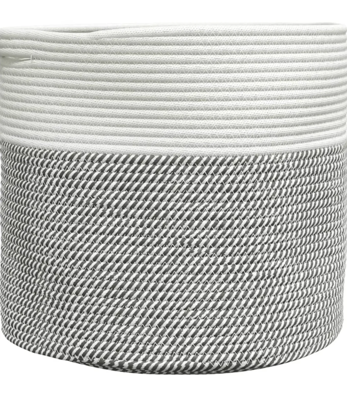 Opbergmand Ø 40x35 cm katoen grijs en wit