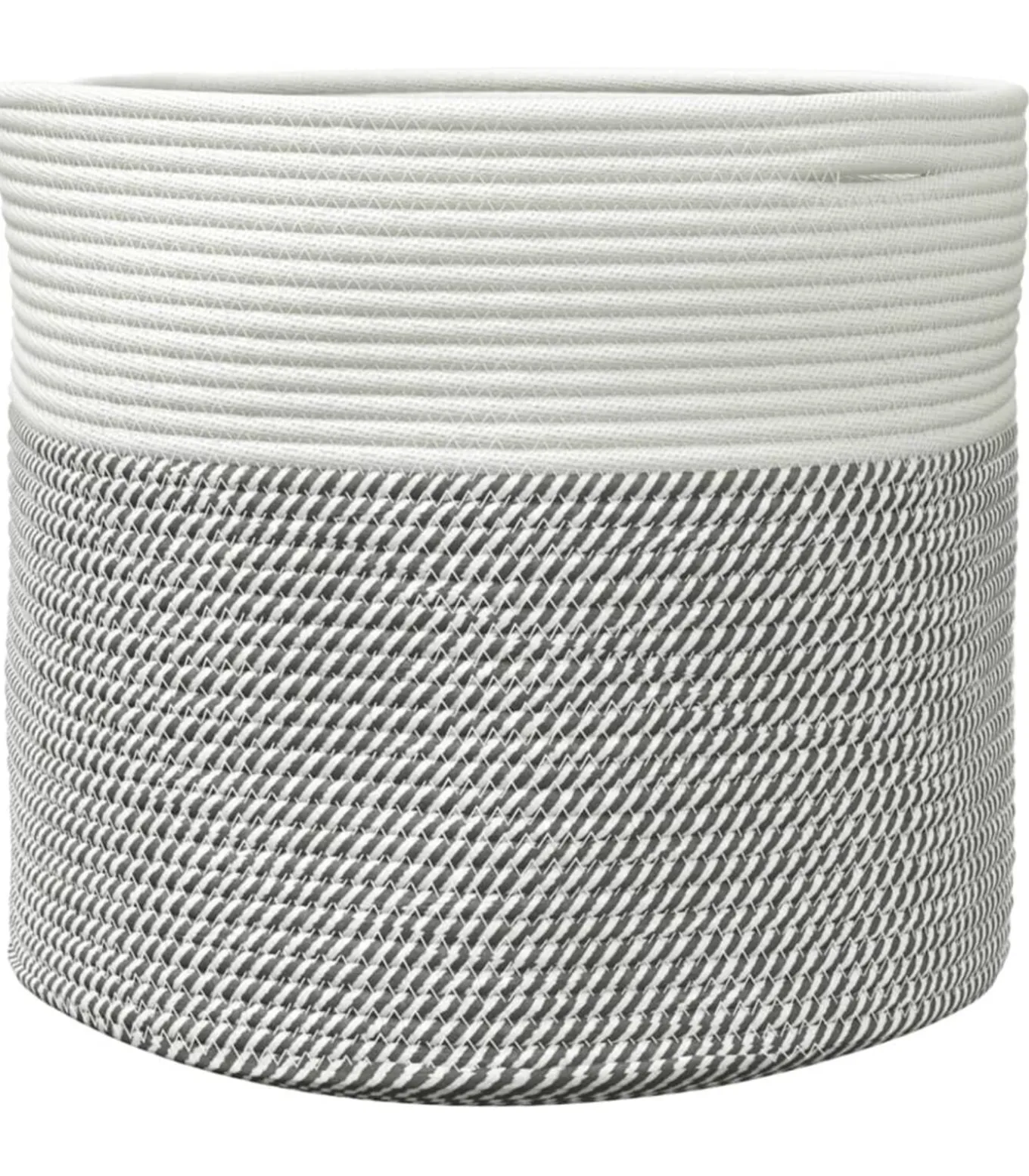Opbergmand Ø 40x35 cm katoen grijs en wit