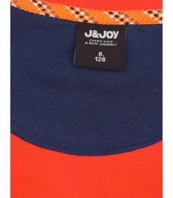 Oranje T-shirt met lange mouwen voor jongens met Andes-print op de rug