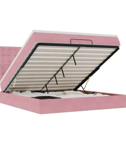 Ottoman bed met matrassen en LED's 200x200cm fluweel roze