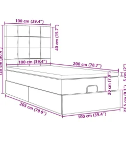 Ottoman bed met matrassen 100x200cm fluweel roze