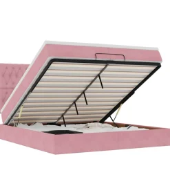 Ottoman bed met matrassen 200x200cm fluweel roze