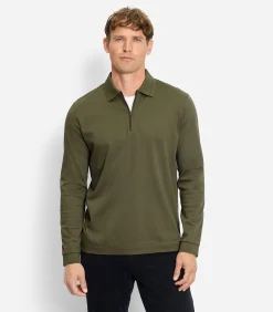 Overhemd Zip Pullover Olijfgroen