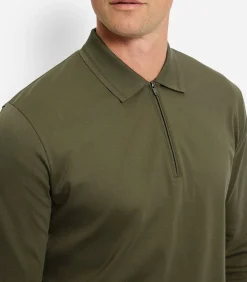 Overhemd Zip Pullover Olijfgroen