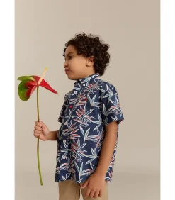 Overhemd met korte mouwen en bloemenprint