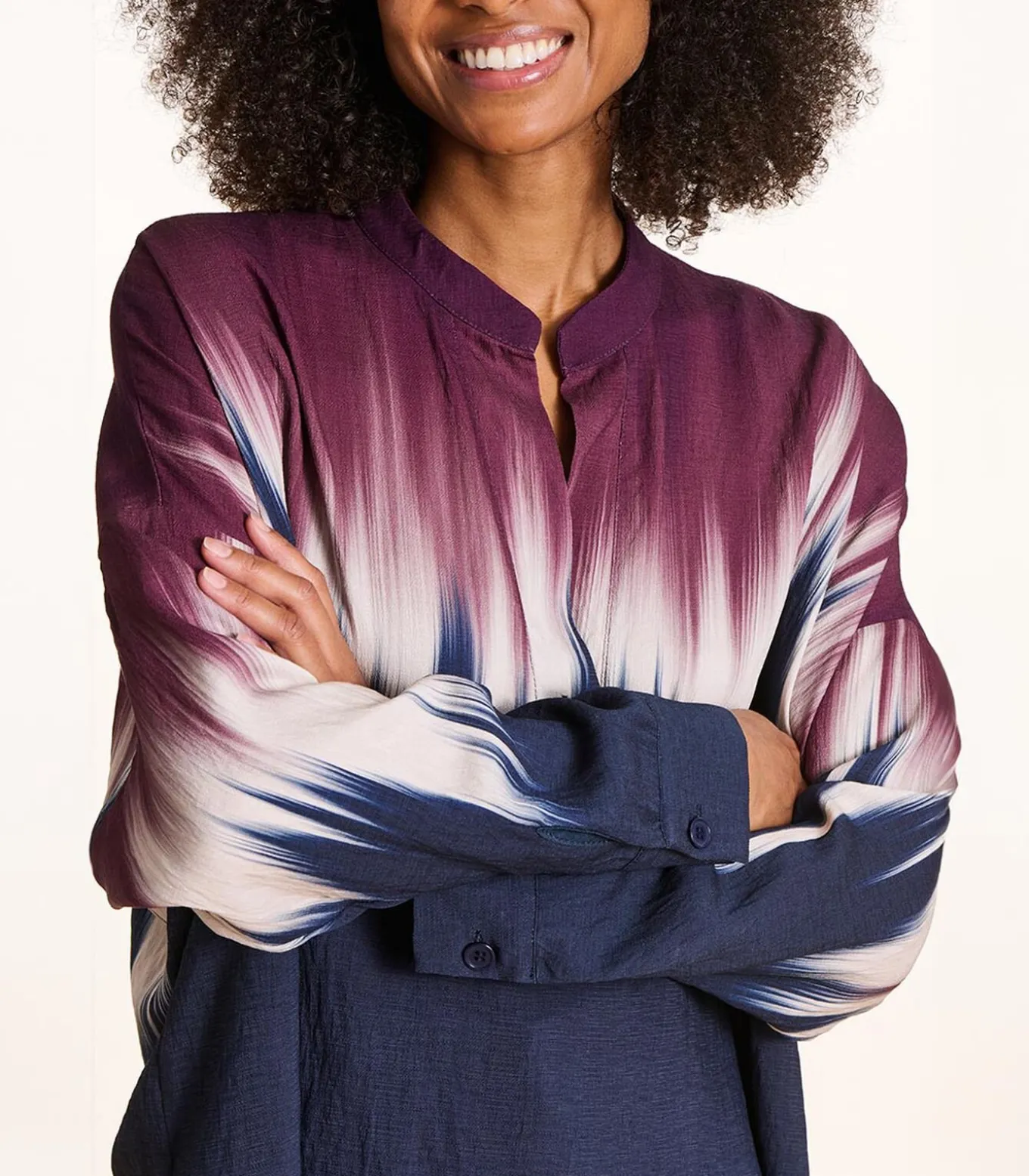 Oversized bicolor top met tie & dye print