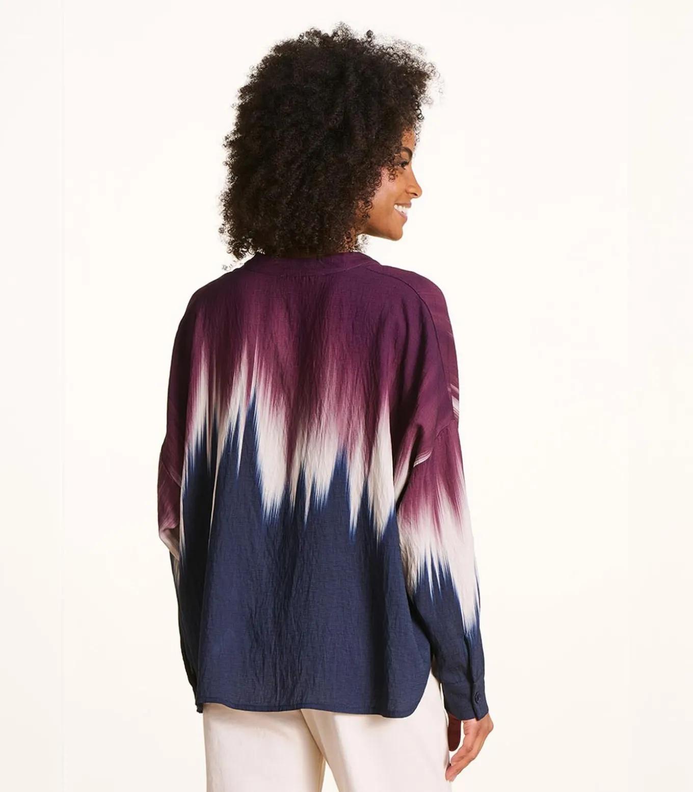 Oversized bicolor top met tie & dye print