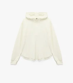 Oversized sweater met capuchon en halve ritssluiting