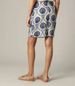 OXALI - Korte bohemien rok met paisleyprint en lurexgaren