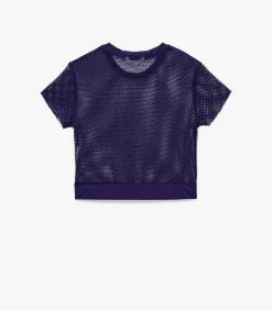 Paars Sportief Crop T-shirt met Korte Mouwen