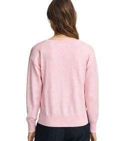 Pack van twee damestruien van wolmix in zwart en gemêleerd roze met V-hals en geborduurd Rigby Go-logo