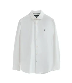 Pack van twee herenhemden van poplin katoen in wit en marineblauw met slim fit en Rigby Go-logo