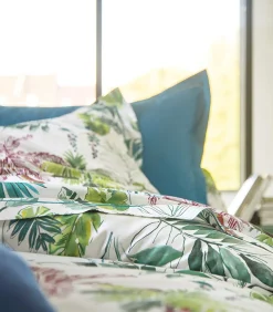 PALMERAIE Bleu paon - Laken Satijn katoen