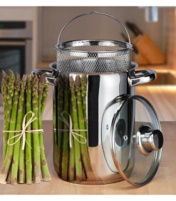 Pastapan / Aspergepan met Glazen Deksel - RVS - ø 16 cm / 4.0 liter