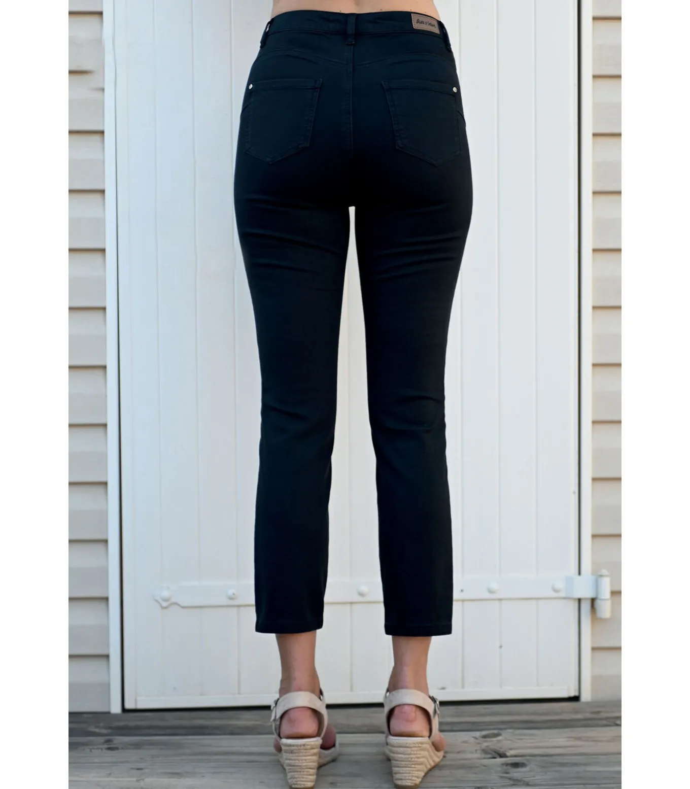 PAULA - 7/8 ZWARTE STRETCH KATOENEN JEANS