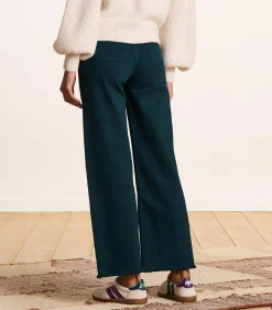 petrolblauwe flare jeans met hoge taille van organisch katoen