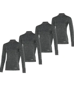 Premium Thermoshirt Dames 4-pack Zwart Melange