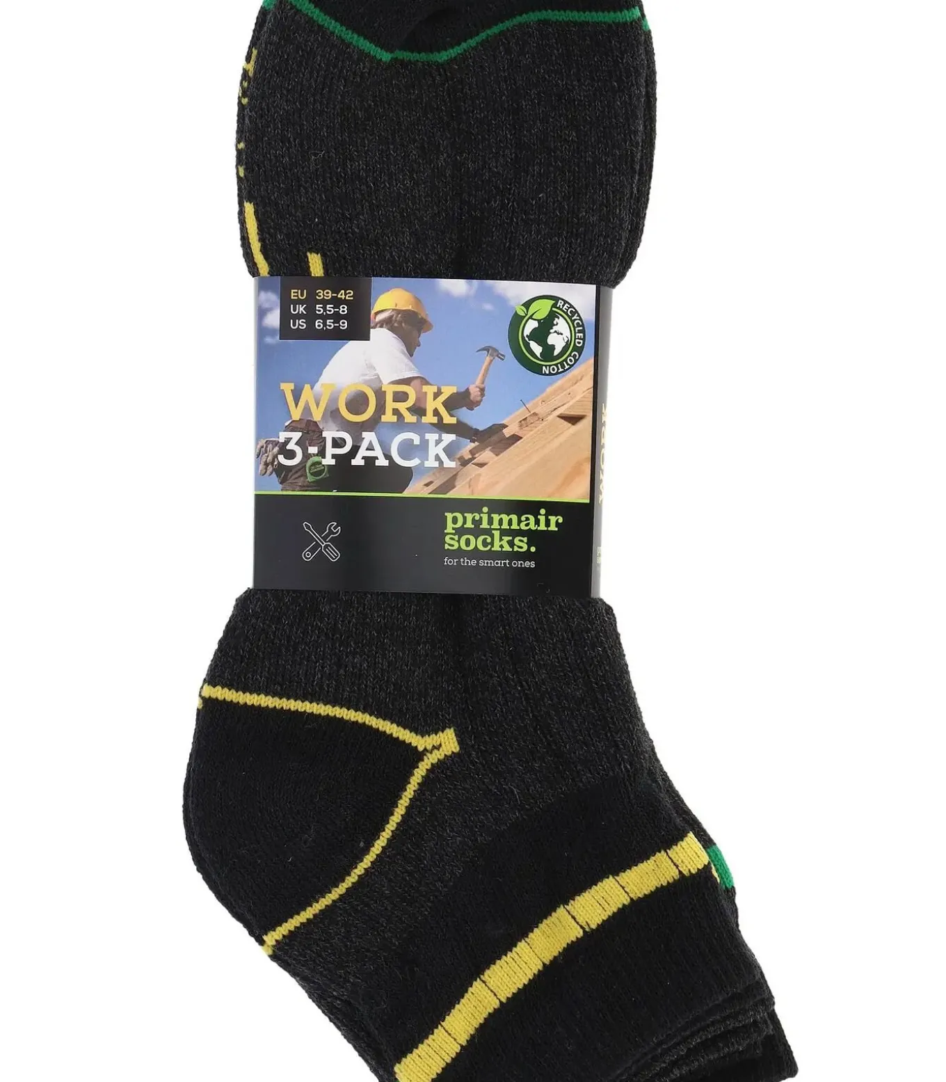 Primair 3-paar Werksokken Quarter - Work - Goedkope heren werksokken - Stevige katoenen sokken met badstof zool