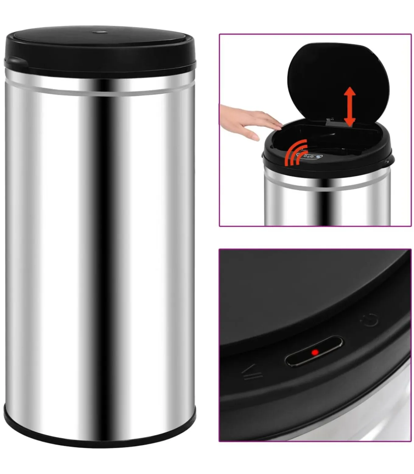 Prullenbak met automatische sensor 70 L roestvrij staal